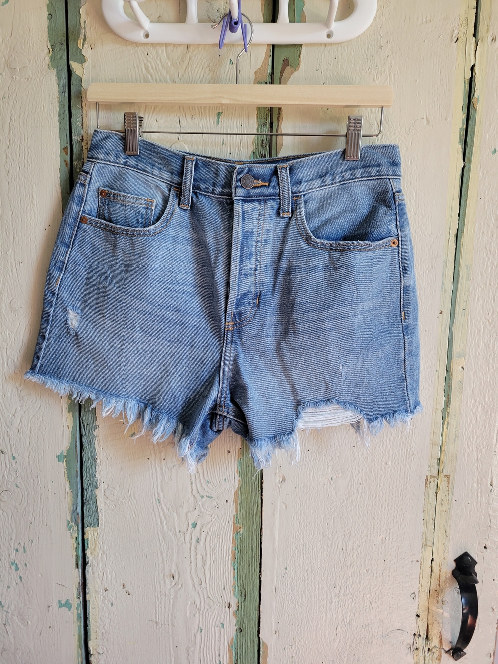 Cello Light Blue Distressed Denim Cutoff Shorts